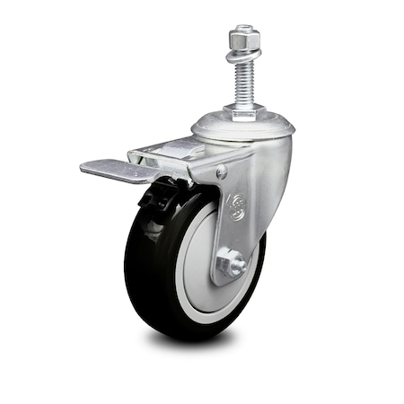 Service Caster 4 Inch Black Polyurethane Swivel 3/8 Inch Stem Caster with Total Lock Brake SCC SCC-TSTTL20S414-PPUB-BLK-381615